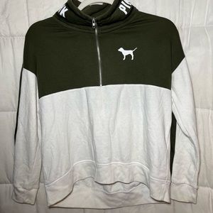 Victoria’s Secret PINK Varsity Quarter Zip Green/White